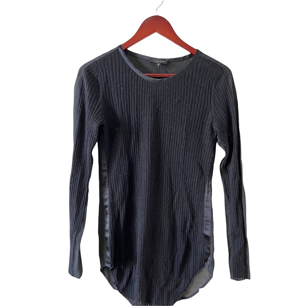 Rag & Bone Alpaca Silk Lightweight Ribbed Sweater Black XS